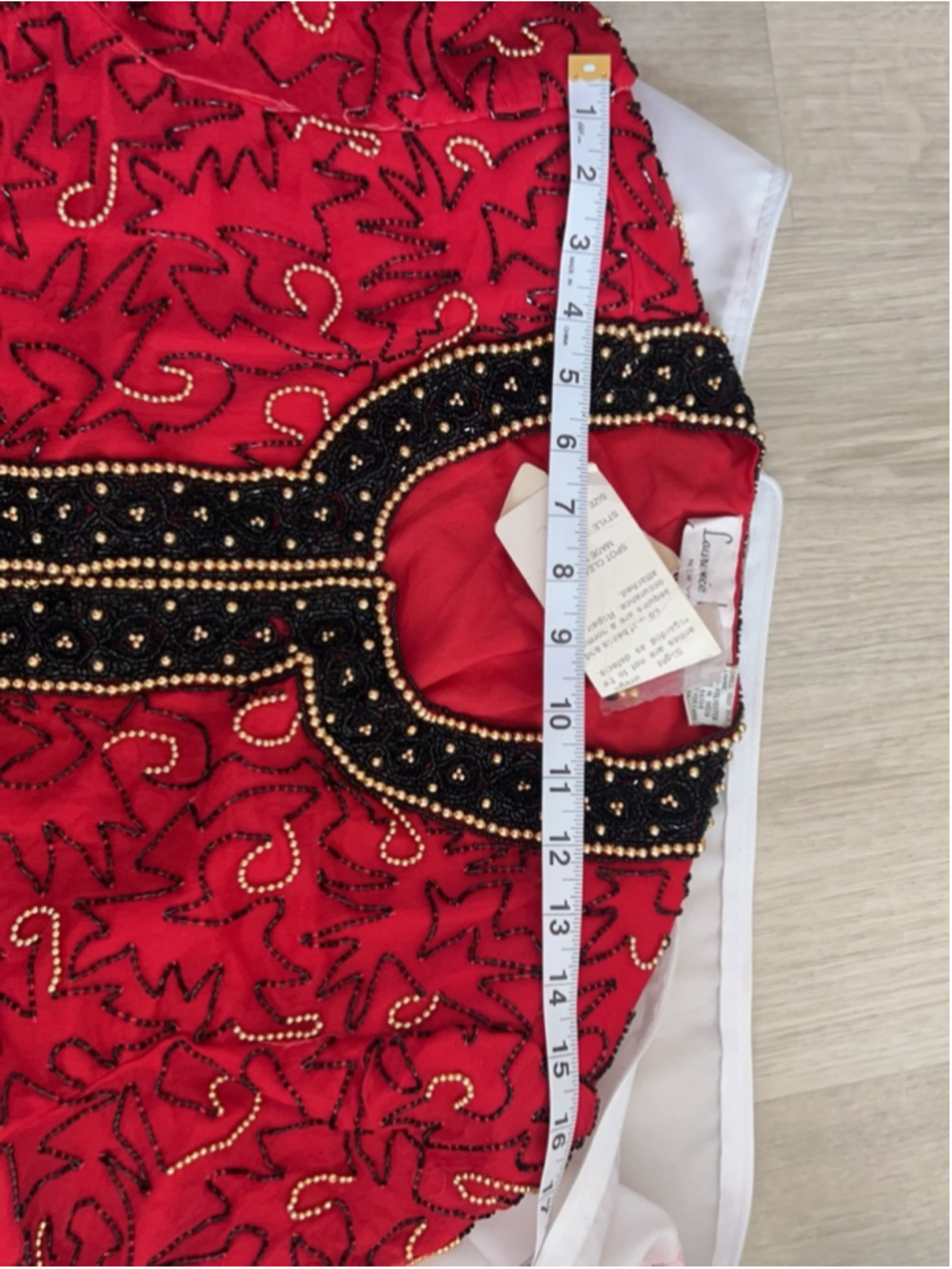 Vintage Lawrence Kazar Red Beaded Jacket Gold Embellished Evening Bolero XL - Picture 10 of 14